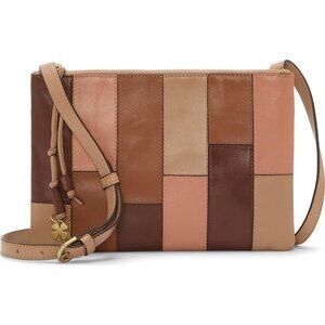 Tess Women's Leather Crossbody Bag Neutral Multi 3.1x10.3x7.3 Inches zipper clos